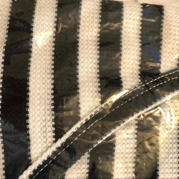 NEW Cotton Bleu Navy and White Ribbed High Low Top Size Small - Picture 6 of 6